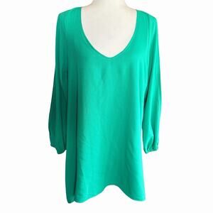 Lovers + Friends Gracie Split Sleeve Dress in Green Size Small Career Colorful